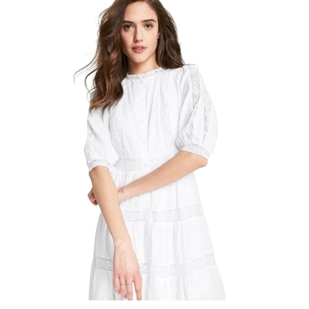 LoveShackFancy x Target White Cotton Lace Tiered Cottagecore Prairie Dress Sz 8